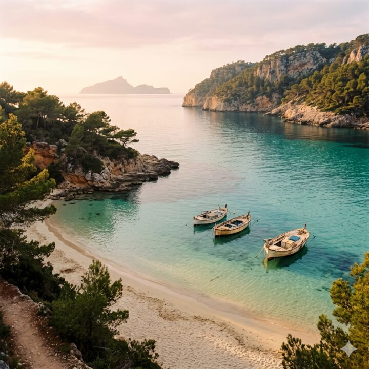Sant Elm beach, facing Sa Dragonera